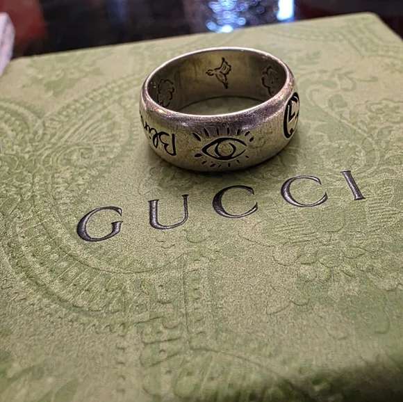 Authentic Gucci Blind For Love Sterling Sliver Ring - Picture 1 of 6